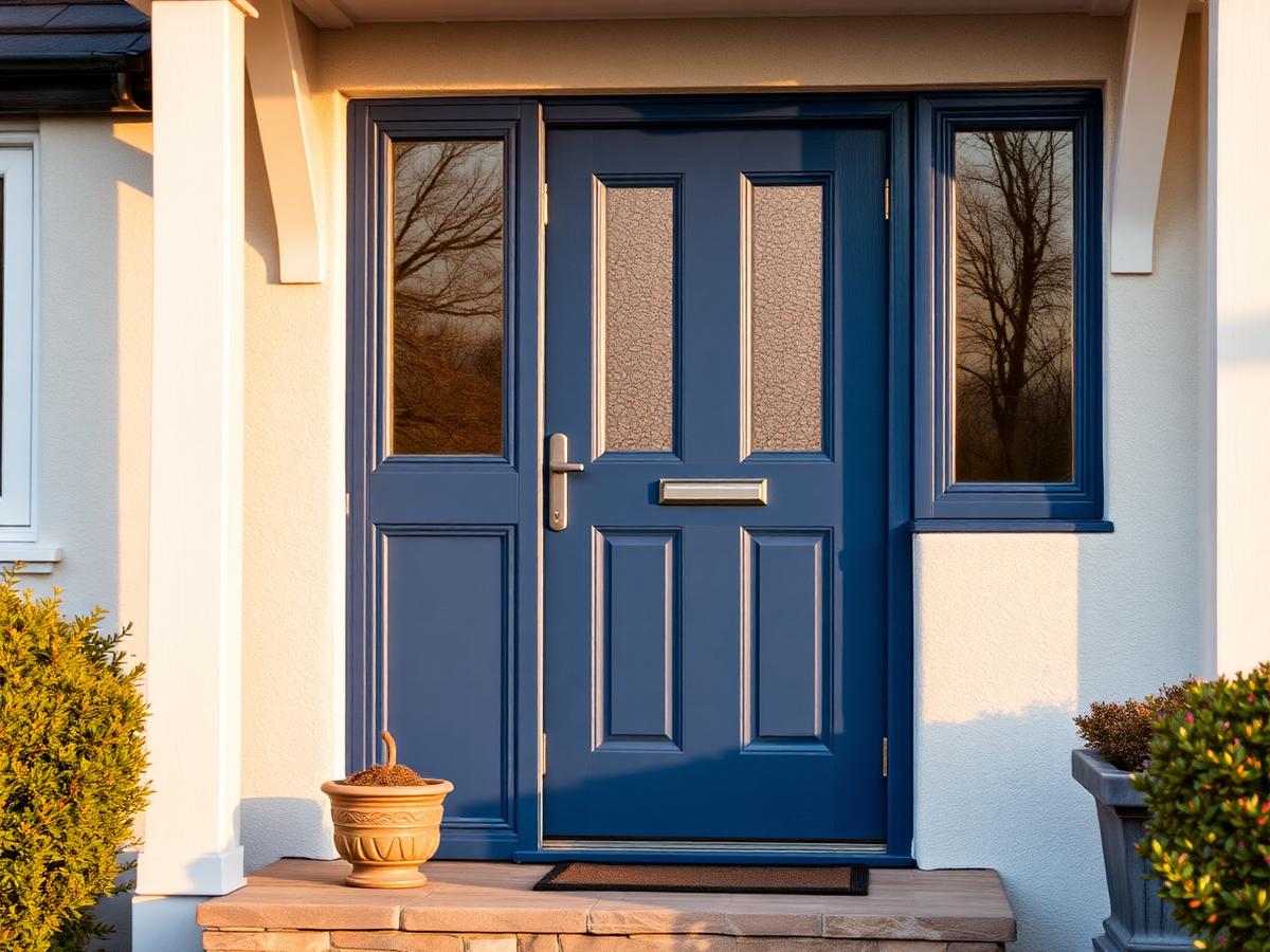 Blue composite entrance door